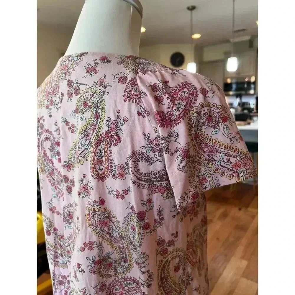 Aria Collection nightgown pink paisley 100% cotton size medium - Picture 5 of 9